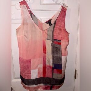 White House Black Market Pink and Gray Geometric Blouse